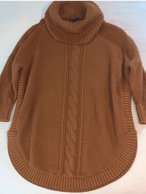 Express Brown Cable Knit Cowlneck Sweater Large